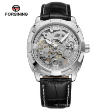 FORSINING 207-1 Men Automatic Mechanical Watch Leather Strap Wristwatch High Quality Skeleton Watches